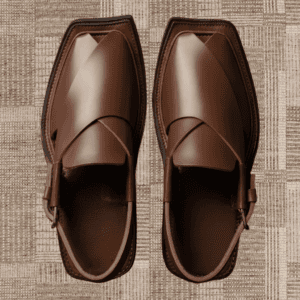 Matt brown Karachi Gizri 76-10 chappal, rugged slip-on front view
