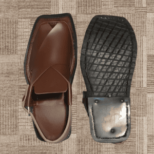 Matt brown Karachi Gizri 76-10 chappal, rugged slip-on front view