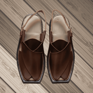 Chocolate brown Karachi Machine Sole chappal in leather bag material