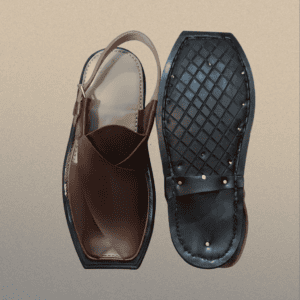 Walnut brown Karachi Machine Sole chappal in leather bag material