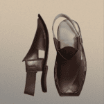 Side profile of the Brown Karachi Machine Sole's slip-on shape