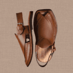Hand-stitched ankle strap detail on the Peshawari Lapa Chappal