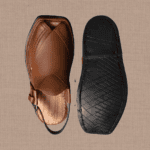 Tyre rubber sole on the Peshawari Lapa Chappal, close-up view