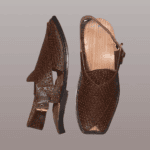 Charsadda Chappal Surakh close-up of buckle strap and stitch detailing