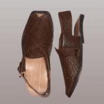 Side profile of the Charsadda Chappal Surakh perforated Charsadda sandal