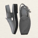 Side view of the Grey Kaptan Chappal open-back slip-on fit