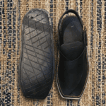 Tyre rubber sole beneath the black Khan Chappal