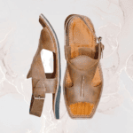 Ankle strap stitching detail on the Peshawari Panjedar chappal
