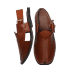 Hand-stitched ankle strap detail on the Peshawari Gol Chappal